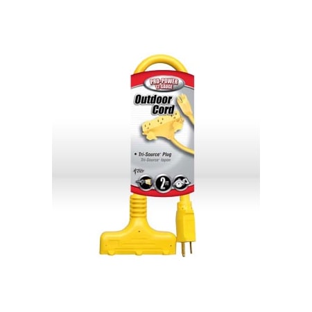 Southwire SJTW Extension Cord, 12 AWG, Outdoor, 12/3, 1 Outlets, 5-15R, Yellow, 5-15P, 2 ft 4112